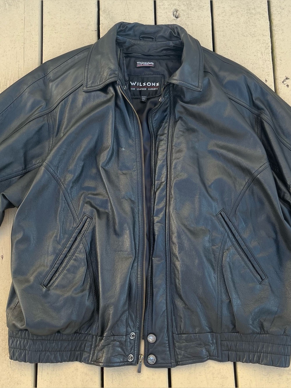 Wilson’s leather black jacket coat men’s XL Tall